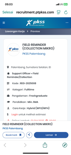 info Loker Field collection-Bangka Belitung