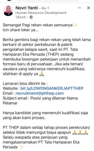 info Loker Asisten Manager Legal & Team Leader Traksi-PT THEP Bangka