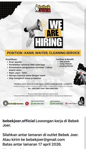 info Loker Resto BEBEK JOER-Pangkalpinang