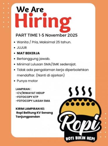 info Loker PART TIME-ROPI Belitung