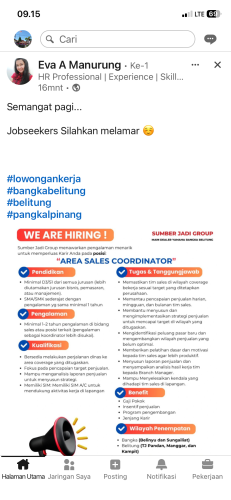 info Loker Area Sales Coordinator-SUMBER JADI GROUP-Pangkalpinang