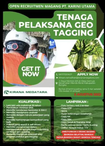 info MagangTenaga Pelaksana Geo Tagging-PT Karini Utama