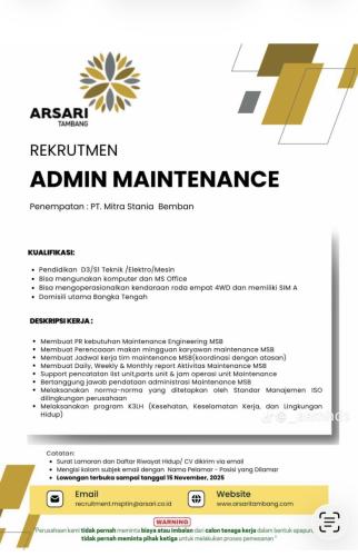 6 info Loker PT MITRA STANIA BEMBAN-Bangka