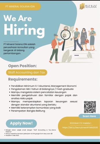 info Loker PT MINERAL SOLANA IDN-Bangka Belitung