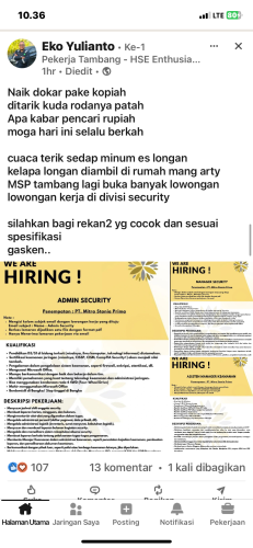 info Loker Admin Security,Manager Security & Asisten Manager Keamanan-PT Mitra Stania Prima-Bangka