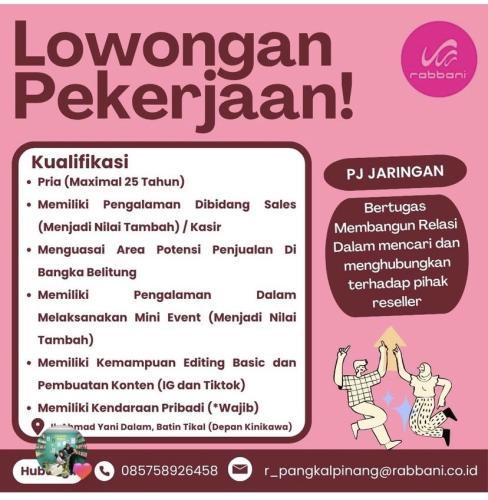 info Loker PJ JARINGAN-RABBANI Pangkalpinang