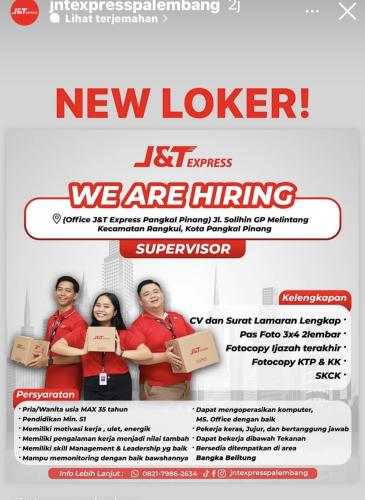 info Loker Supervisor-J&T Express Palembang