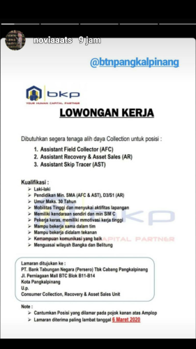 info lowongan calon pekerja