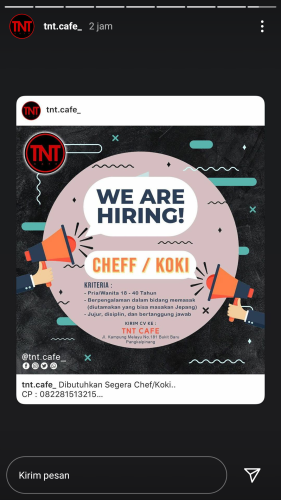 Info Loker @Cheff/koki di Pangkalpinang
