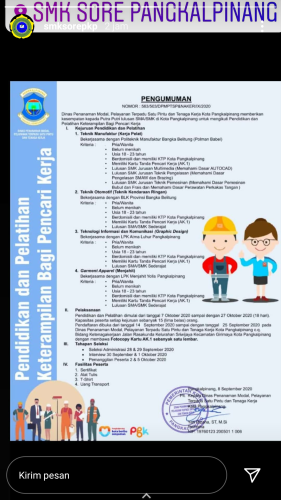 Info  pelatihan Gratis @disnaker Pangkalpinang