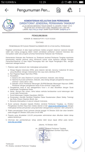 Info Loker Petugas Pemantau di atas Kapal perikanan @Indonesia