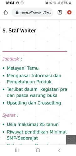 info Loker Staf Waiter-Restoran @Pangkalpinang