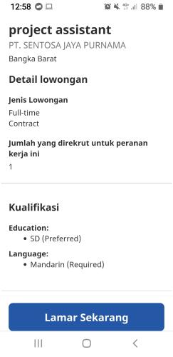 info Loker Project Assitant @PT.Sentosa Jaya Purnama-South Bangka