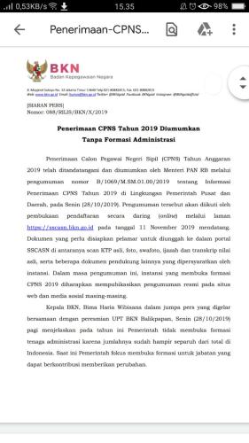 11 November 2019 Laman utk daftar CPNS 2019 Resmi dibuka