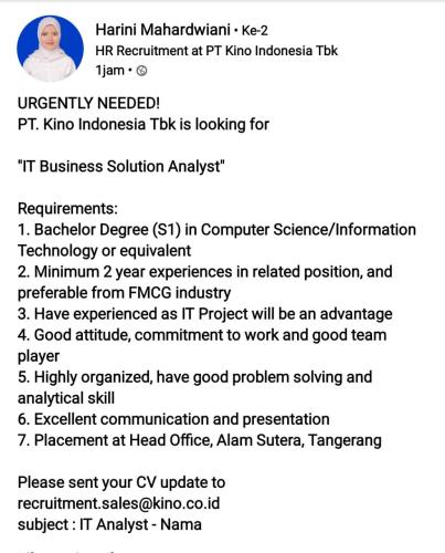 info lowongan calon pekerja