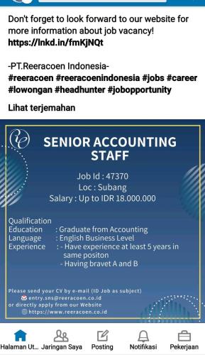 info lowongan calon pekerja