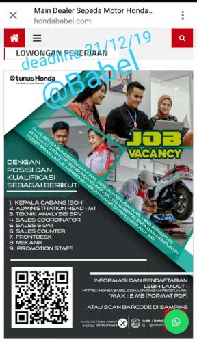 info lowongan calon pekerja