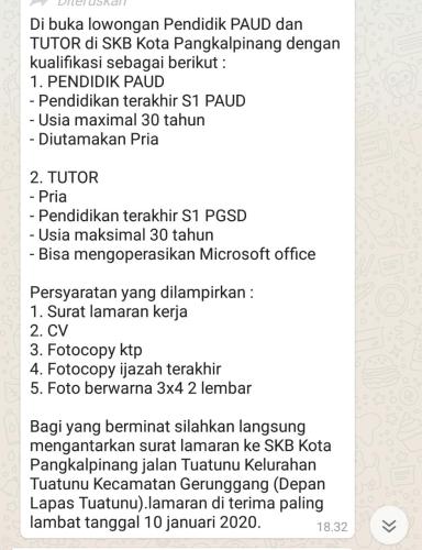 info lowongan calon pekerja
