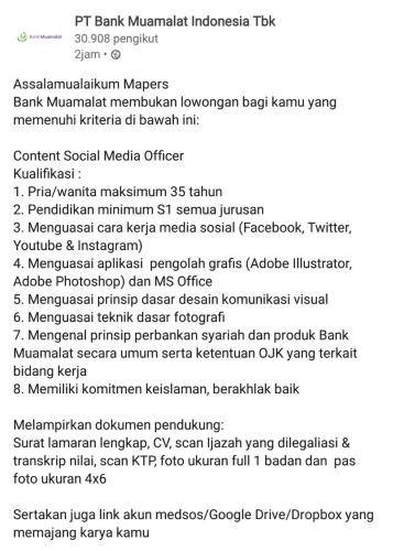info lowongan calon pekerja