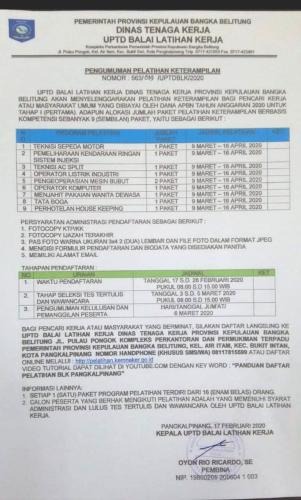 info Pelatihan GRATIS @BLKI Babel