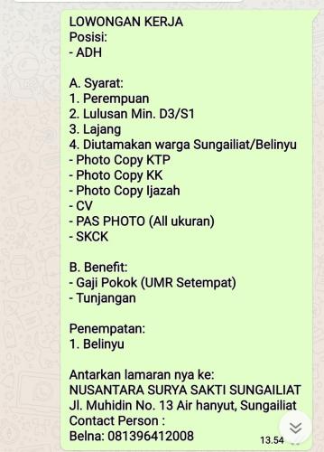 info lowongan calon pekerja