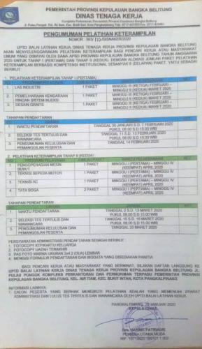 info Pelatihan GRATIS @BLKI Babel