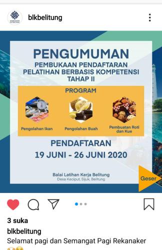 info Pelatihan GRATIS @ BLK Belitung
