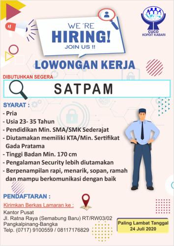 info Loker security @Pangkalpinang