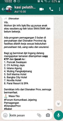 info Pemagangan Kerja @Pangkalpinang di 8 Perusahaan