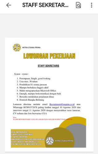 info Loker Staf Sekretaris