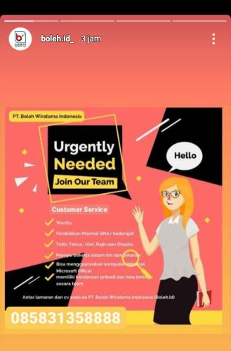 info Loker Customer service @pangkalpinang