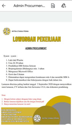 info Loker @Admin Procurement