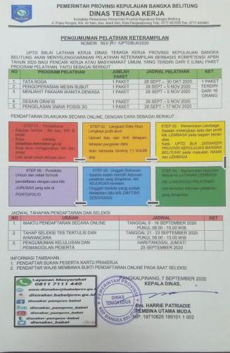 info Pelatihan Gratis @BLK disnaker Babel