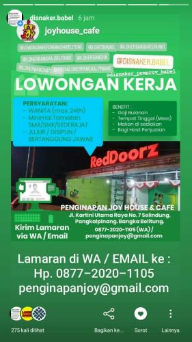 info Loker Recepsionis & Housekeeping di Cafe & Penginapan @Pangkalpinang
