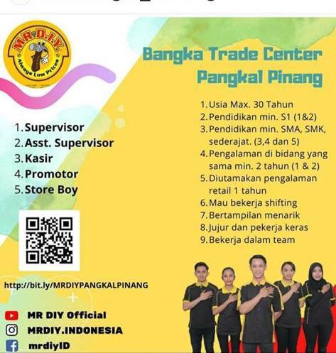 info Loker Sejumlah Pegawai toko Retail @Pangkalpinang