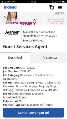 info Loker Guest Services Agent @Sheraton Belitung Resort