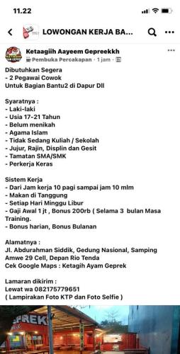 info Loker Pegawai Resto Makan @Pangkalpinang