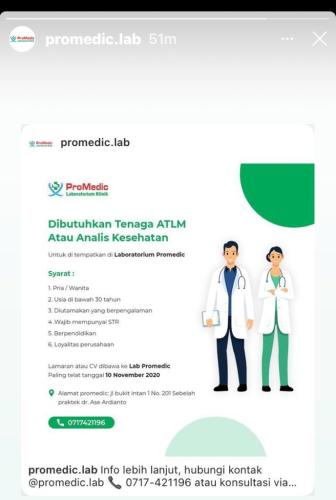 info Loker sebagai Analis Kesehatan-Promedic Lab @Pangkalpinang