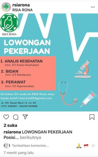 info Loker Analis Kesehatan,Bidan,Perawat Rumah sakit @Pangkalpinang