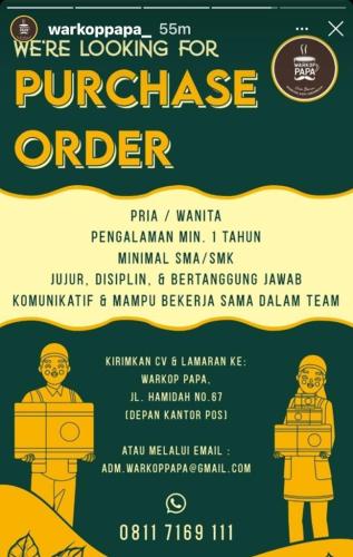 info Loker Purchase Order @restoran Warkop Papa-Pangkalpinang