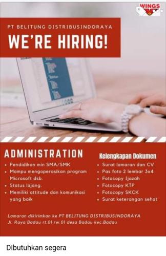 info Loker sebagai Administration @Belitung-Badau