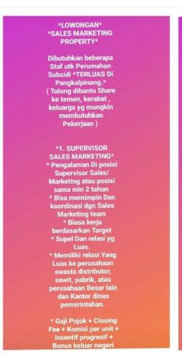 info Loker SPV Sales Marketing,Sales Marketing Property & Sales Counter @Pangkalpinang