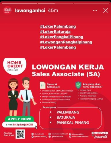 info Loker Sales Associate(home credit) @Pangkalpinang