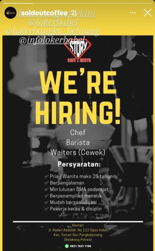 info Loker Chef & Waitress-Cafe Kopi @Pangkalpinang
