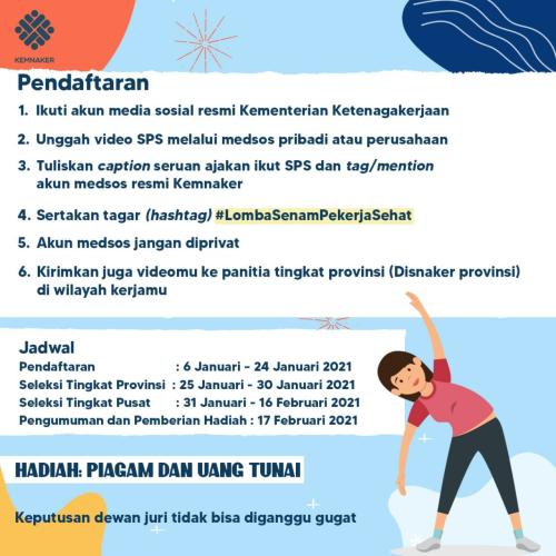 Penyelenggaraan Lomba Senam Sehat/SAFETY INTRODUCTION di tempat kerja pd Perusahaan di Babel