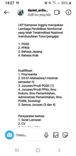 info Loker Pengajar-Lembaga Pendidikan @LKP Kampoes Inggris-Pangkalpinang