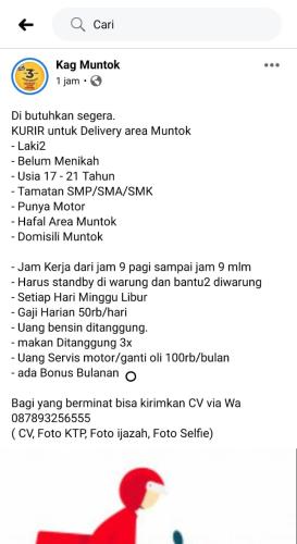 info Loker KURIR-Delivery @Muntok