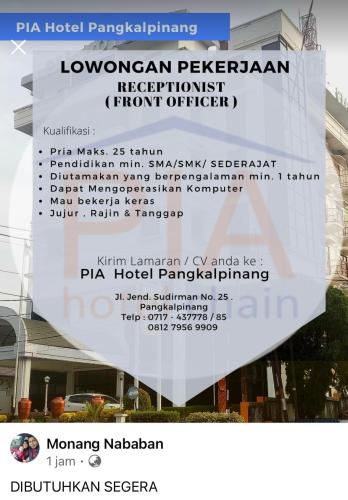 info Loker RECEPTIONIS @Pangkalpinang