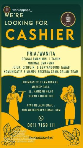 info Loker Cashier @WArkop Papa-Pangkalpinang