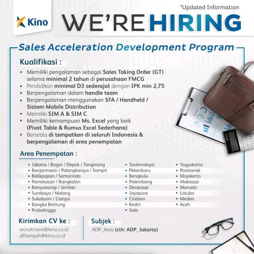 info Loker Sales Acceleration Development Program @PT.KINO INDONESIA Tbk